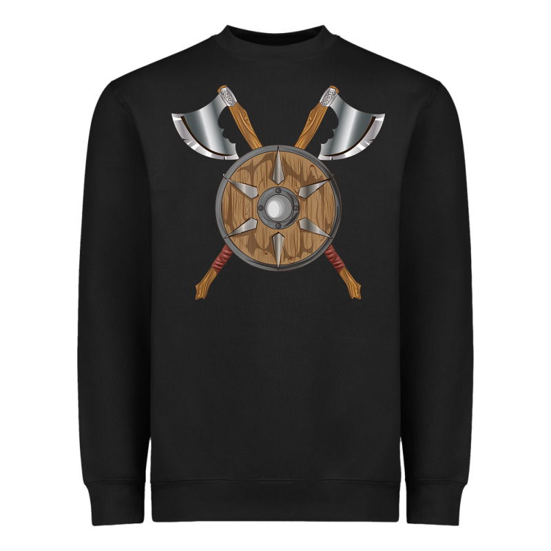 Renaissance Fair Faire Festival Medieval Theme Axe Shield Heavyweight Sweatshirt by DesignPulse | Teevron