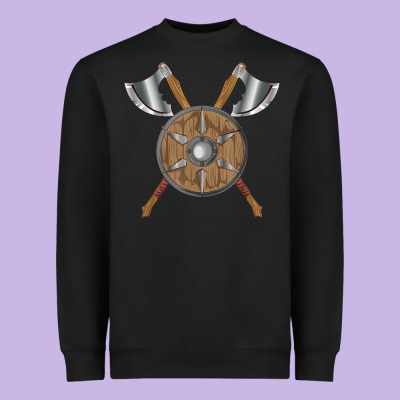 Renaissance Fair Faire Festival Medieval Theme Axe Shield Heavyweight Sweatshirt Designed By Designpulse