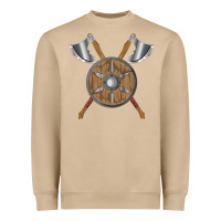 Mushroom renaissance fair faire festival medieval theme axe shield Heavyweight Sweatshirt - DesignPulse