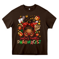 Chocolate Brown santas favorite pharmacist afro messy bun Heavy Core Tee - texasbilliewilder