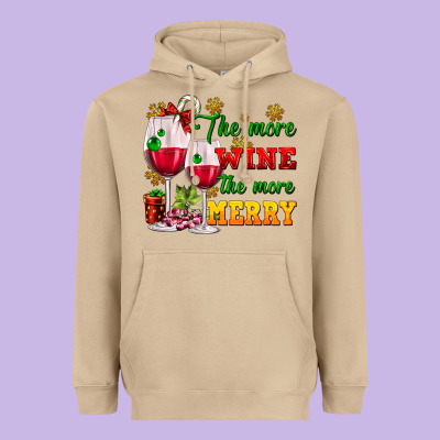 The More Wine The More Merry Heavyweight Hoodie Designed By Adodesignshop