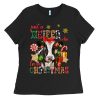 Black just a heifer who loves christmas cow Ladies Tee - CowGirlArtShop