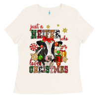 Bone just a heifer who loves christmas cow Ladies Tee - CowGirlArtShop