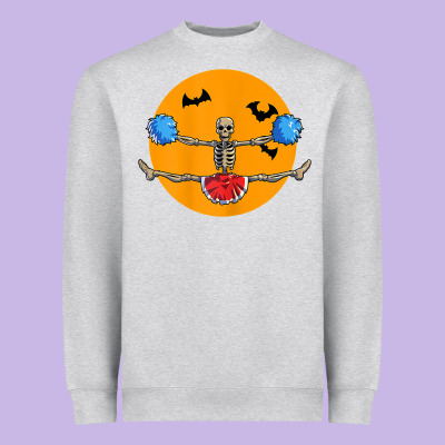 Cheerleading Skeleton Halloween Cheer Skeleton Cheerleader T Shirt Heavyweight Sweatshirt Designed By Designpulse