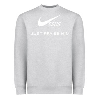 Heather Grey jesus just praise him Heavyweight Sweatshirt - DesignPulse