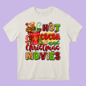 Hot Cocoa And Christmas Movies Heavy Core Tee Designed By Texasbilliewilder