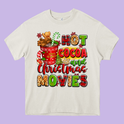 Hot Cocoa And Christmas Movies Heavy Core Tee Designed By Texasbilliewilder