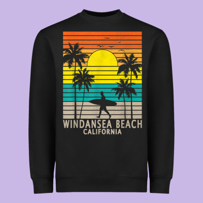 Windansea Beach California Ca Surfer Surfing Surf Palm Tree Heavyweight Sweatshirt Designed By Designpulse