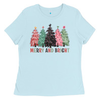 Baby Blue merry and bright Ladies Tee - CowGirlArtShop