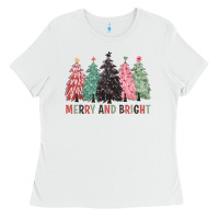 White merry and bright Ladies Tee - CowGirlArtShop