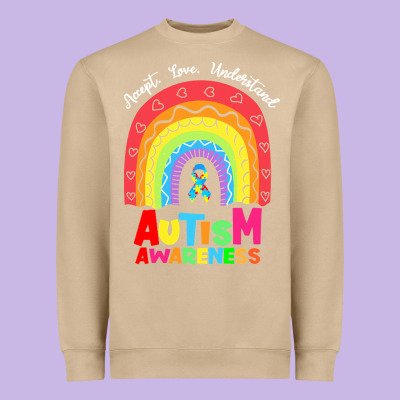 Autism Awareness Month T  Shirt Autism Awareness Rainbow Accept Unders Heavyweight Sweatshirt Designed By Designpulse