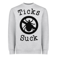 Heather Grey ticks suck shirt lyme disease gift green awareness ribbon Heavyweight Sweatshirt - DesignPulse