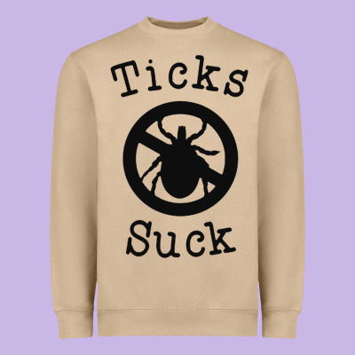 Ticks Suck Shirt Lyme Disease Gift Green Awareness Ribbon Heavyweight Sweatshirt Designed By Designpulse