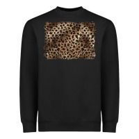 Black handdrawn leopard pattern brown Heavyweight Sweatshirt - BarkalooDesign