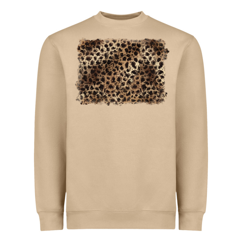 Handdrawn Leopard Pattern Brown Heavyweight Sweatshirt by BarkalooDesign | Teevron