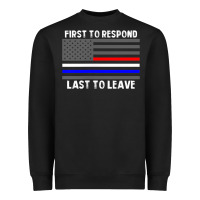Black police fire ems first responder american flag firefighter t shirt Heavyweight Sweatshirt - DesignPulse