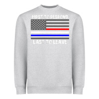 Heather Grey police fire ems first responder american flag firefighter t shirt Heavyweight Sweatshirt - DesignPulse