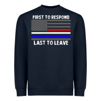 Navy police fire ems first responder american flag firefighter t shirt Heavyweight Sweatshirt - DesignPulse