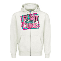Oatmeal Heather fight for the cure Zipper Hoodie - AdoDesignShop