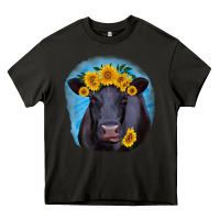 Asphalt black angus with sunflower Heavy Core Tee - RanaPortraitStore