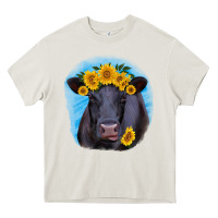 Cream black angus with sunflower Heavy Core Tee - RanaPortraitStore