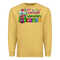 Antique Gold just a girl who loves candy Premium Sweatshirt - AdoDesignShop