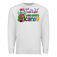 Oatmeal Heather just a girl who loves candy Premium Sweatshirt - AdoDesignShop