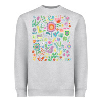 Heather Grey cute birds t  shirt birds and blooms   cute floral pattern by cecca de Heavyweight Sweatshirt - DesignPulse