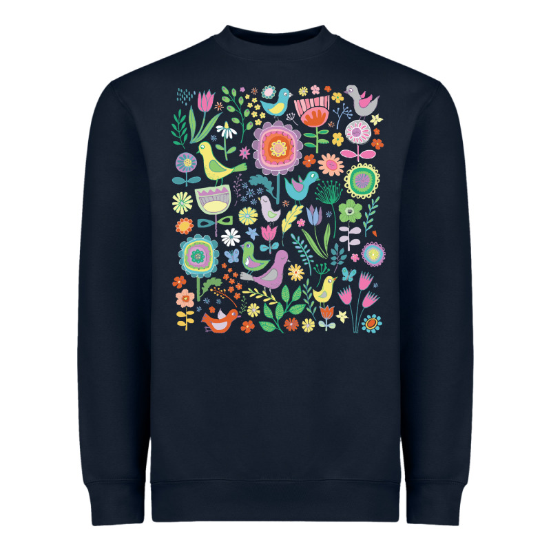 Cute Birds T  Shirt Birds And Blooms   Cute Floral Pattern By Cecca De Heavyweight Sweatshirt by DesignPulse | Teevron