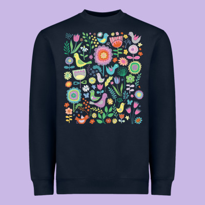 Cute Birds T  Shirt Birds And Blooms   Cute Floral Pattern By Cecca De Heavyweight Sweatshirt Designed By Designpulse