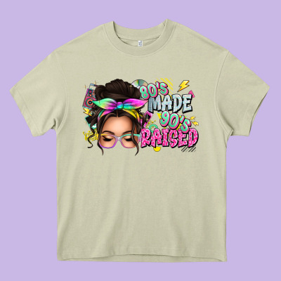80s Made 90s Raised Messy Bun Heavy Core Tee Designed By Texasbilliewilder