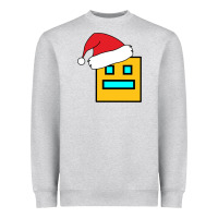 Heather Grey Geometry Dash Heavyweight Sweatshirt - PixelWave