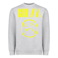 Heather Grey Grunge Rihanna Heavyweight Sweatshirt - PixelWave