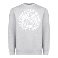 Heather Grey World Oyama Karate Organization ( white ) Heavyweight Sweatshirt - PixelWave