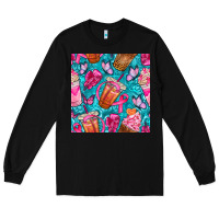 Black breast cancer coffee cups with butterfly seamless pattern bbs Long Sleeve Tee - BundleAndBundleShop