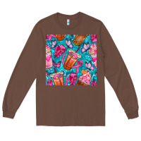 Chestnut breast cancer coffee cups with butterfly seamless pattern bbs Long Sleeve Tee - BundleAndBundleShop