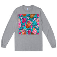 Heather Grey breast cancer coffee cups with butterfly seamless pattern bbs Long Sleeve Tee - BundleAndBundleShop