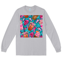 Breast Cancer Coffee Cups With Butterfly Seamless Pattern Bbs Long Sleeve Tee | Teevron