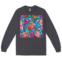 Smoke breast cancer coffee cups with butterfly seamless pattern bbs Long Sleeve Tee - BundleAndBundleShop