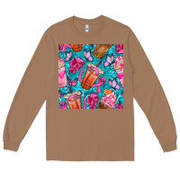 Toasted Coconut breast cancer coffee cups with butterfly seamless pattern bbs Long Sleeve Tee - BundleAndBundleShop