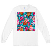 White breast cancer coffee cups with butterfly seamless pattern bbs Long Sleeve Tee - BundleAndBundleShop