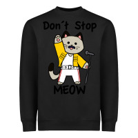 Black Don´t Stop Meow Heavyweight Sweatshirt - PixelWave
