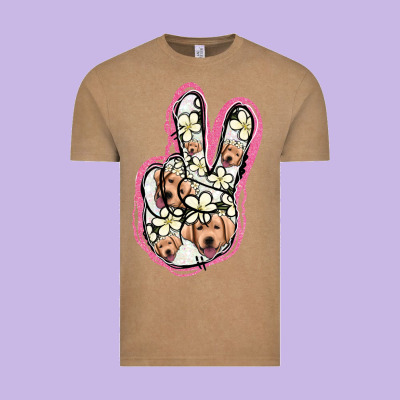 Jack Russel Peace Sign Vintage Tee Designed By Jasminsmagicworld