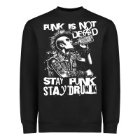 Black Stay Punk Stay Drunk Heavyweight Sweatshirt - PixelWave