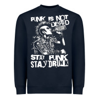 Navy Stay Punk Stay Drunk Heavyweight Sweatshirt - PixelWave