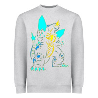 Heather Grey Spacegodzilla Heavyweight Sweatshirt - PixelWave