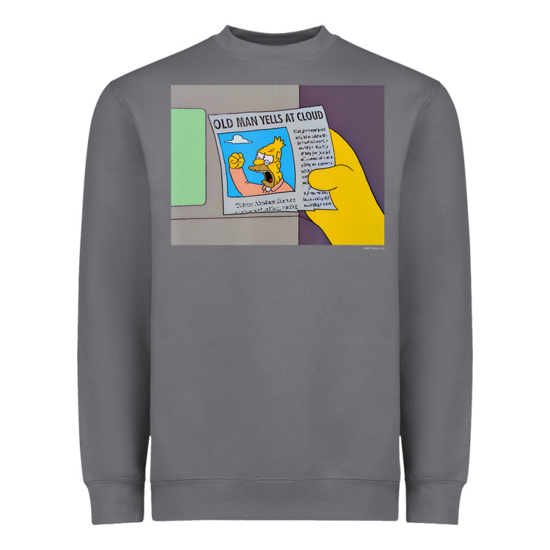 The Simpsons Old Man Yells At Cloud Newspaper V1 Heavyweight Sweatshirt by PixelWave | Teevron