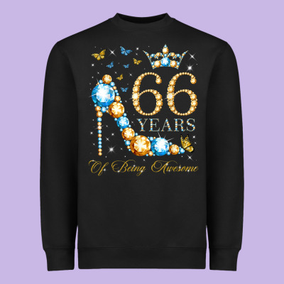 66th Birthday 66 Years Of Being Awesome 66 Years Old Woman Heavyweight Sweatshirt Designed By Pixelwave