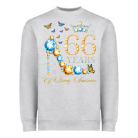 Heather Grey 66th birthday 66 years of being awesome 66 years old woman Heavyweight Sweatshirt - PixelWave