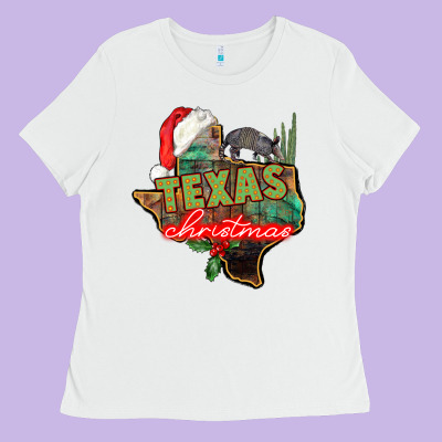 Texas Christmas Ladies Tee Designed By Cowgirlartshop